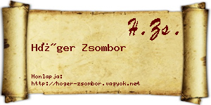 Höger Zsombor névjegykártya
